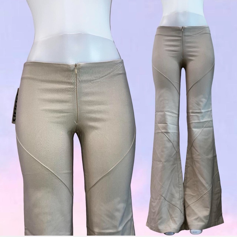 Vintage Taupe Flared Pants with Curved Seam Panels